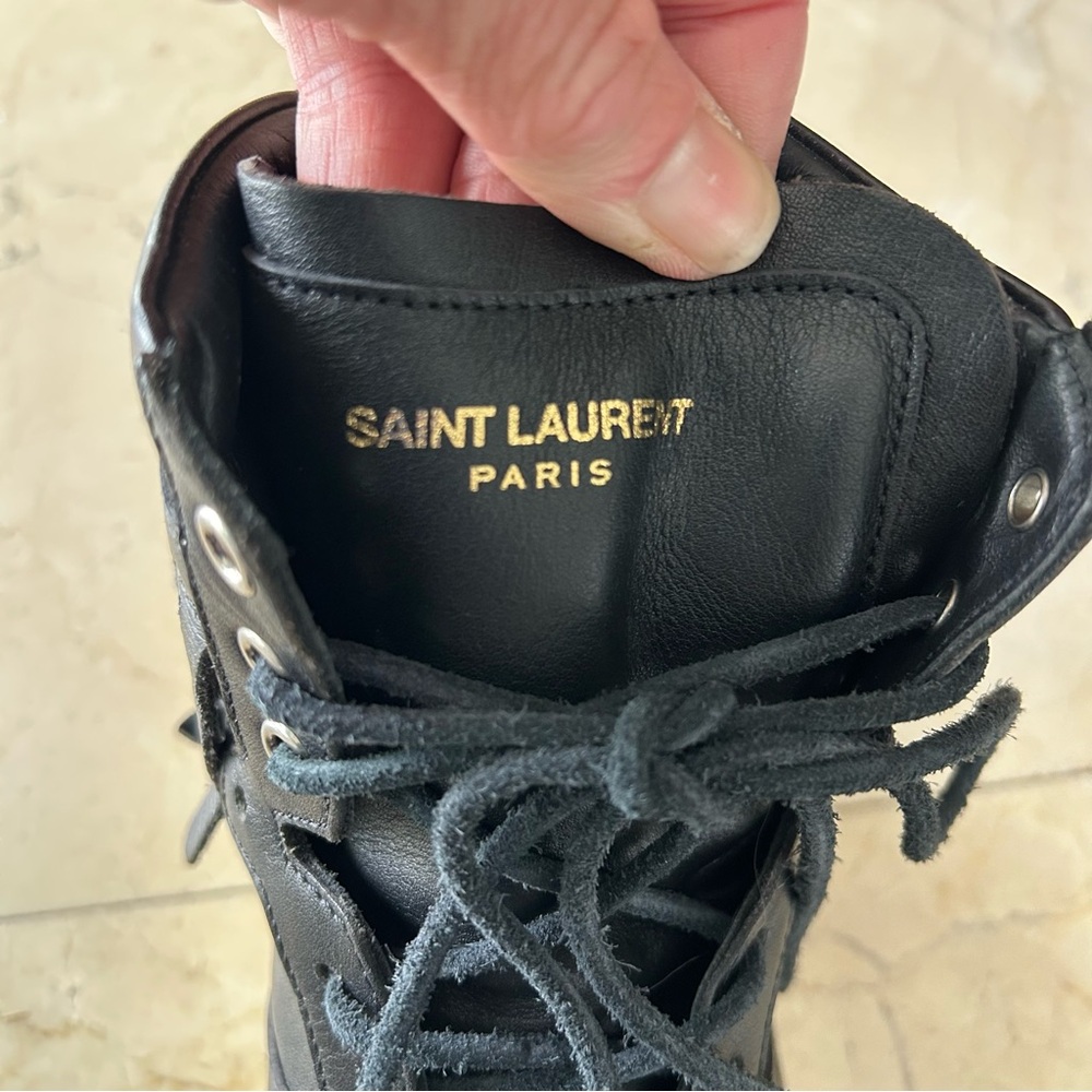 Saint Laurent SL-18 High-Top Black Leather Sneakers - Picture 12 of 14